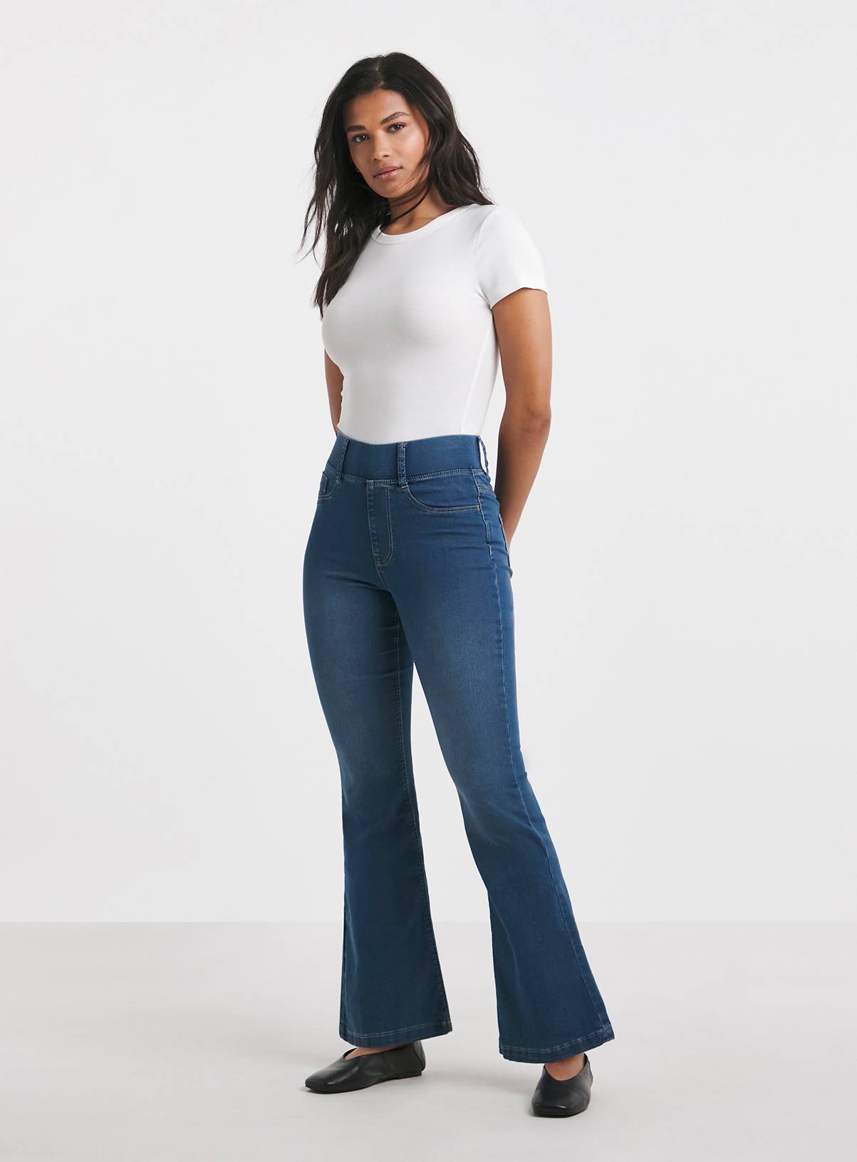 SIMPLY BE Flared Pull On Jegging Mid Wash 20R - Image 3